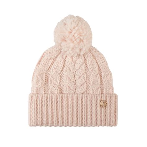 michael kors beanie with pom|MICHAEL Michael Kors Soft Knit Tangled Aran Cuff Pom Beanie.